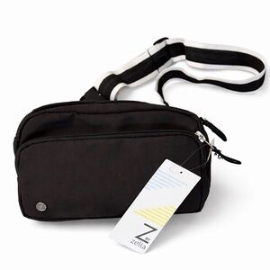 Zella Black Belt Bag with Black & White Strap